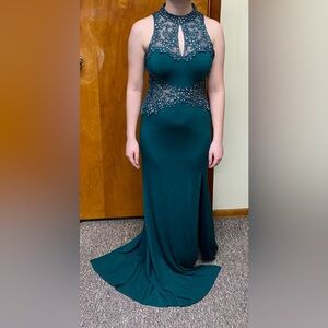 Moss green floor length
